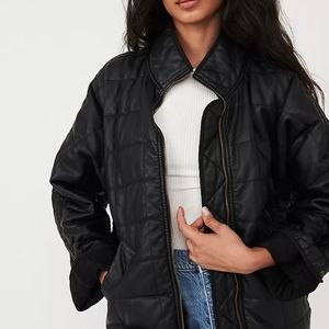 Free People puffer vegan leather jacket
